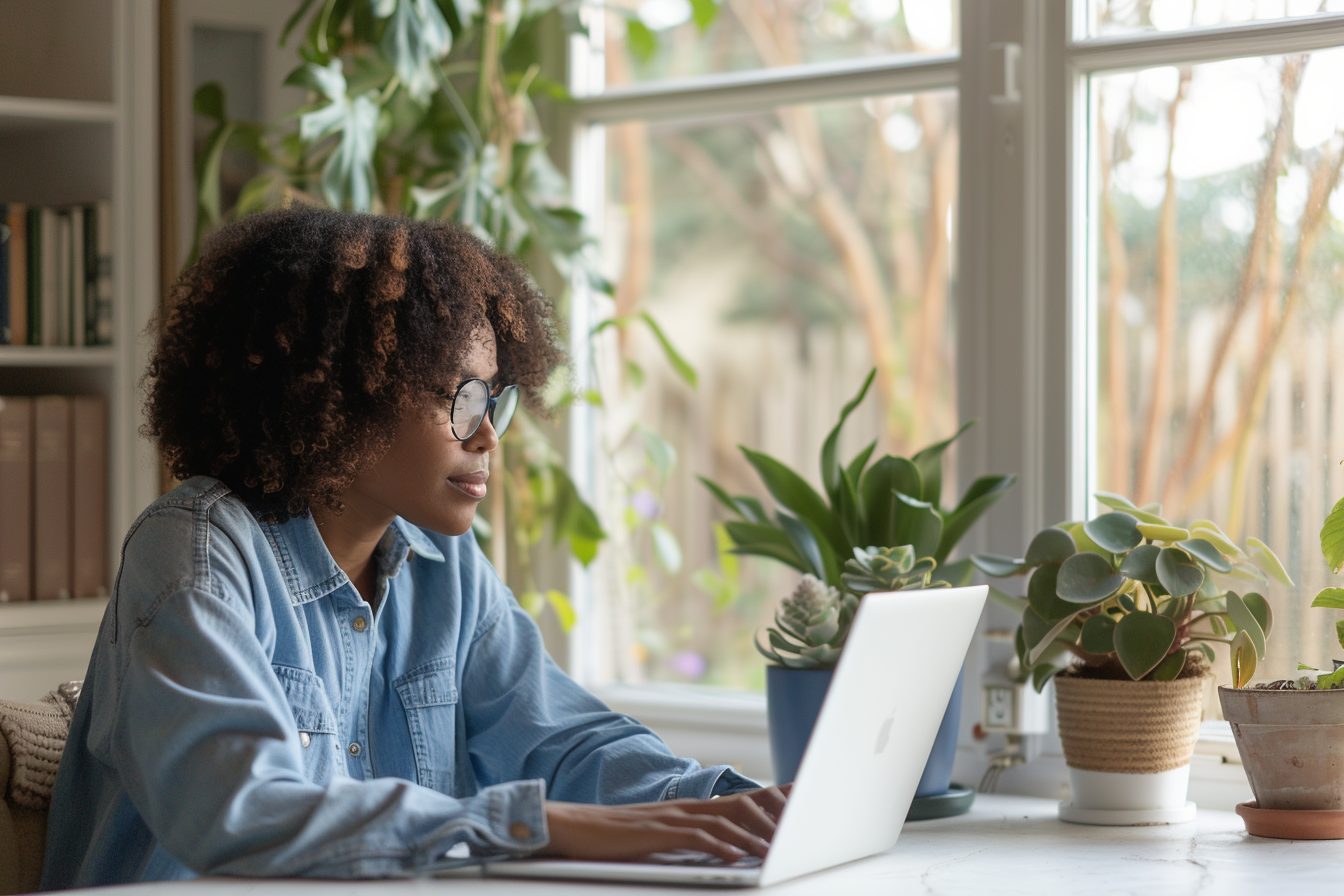 Home buyer thoughtfully reviewing listings and considering timing