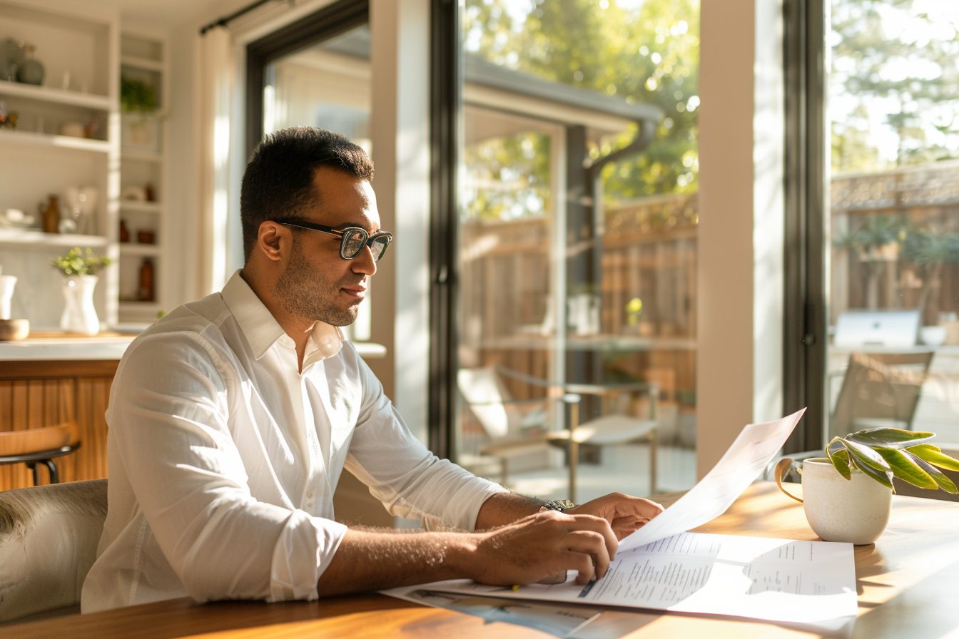 Homeowner reviewing home value and pricing information before selling
